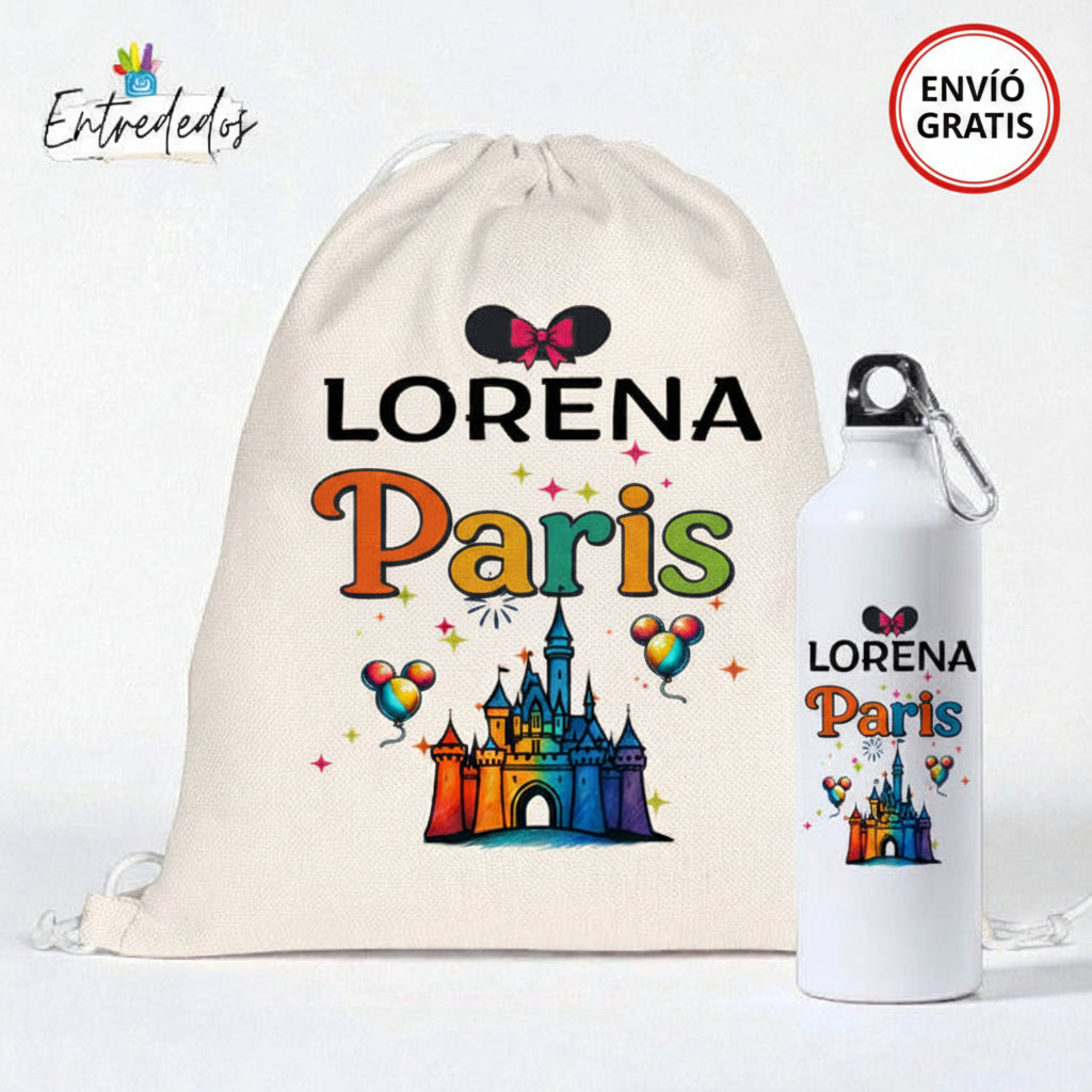 Set mochila, botella y gorra personalizada para niño | Regalo infantil
