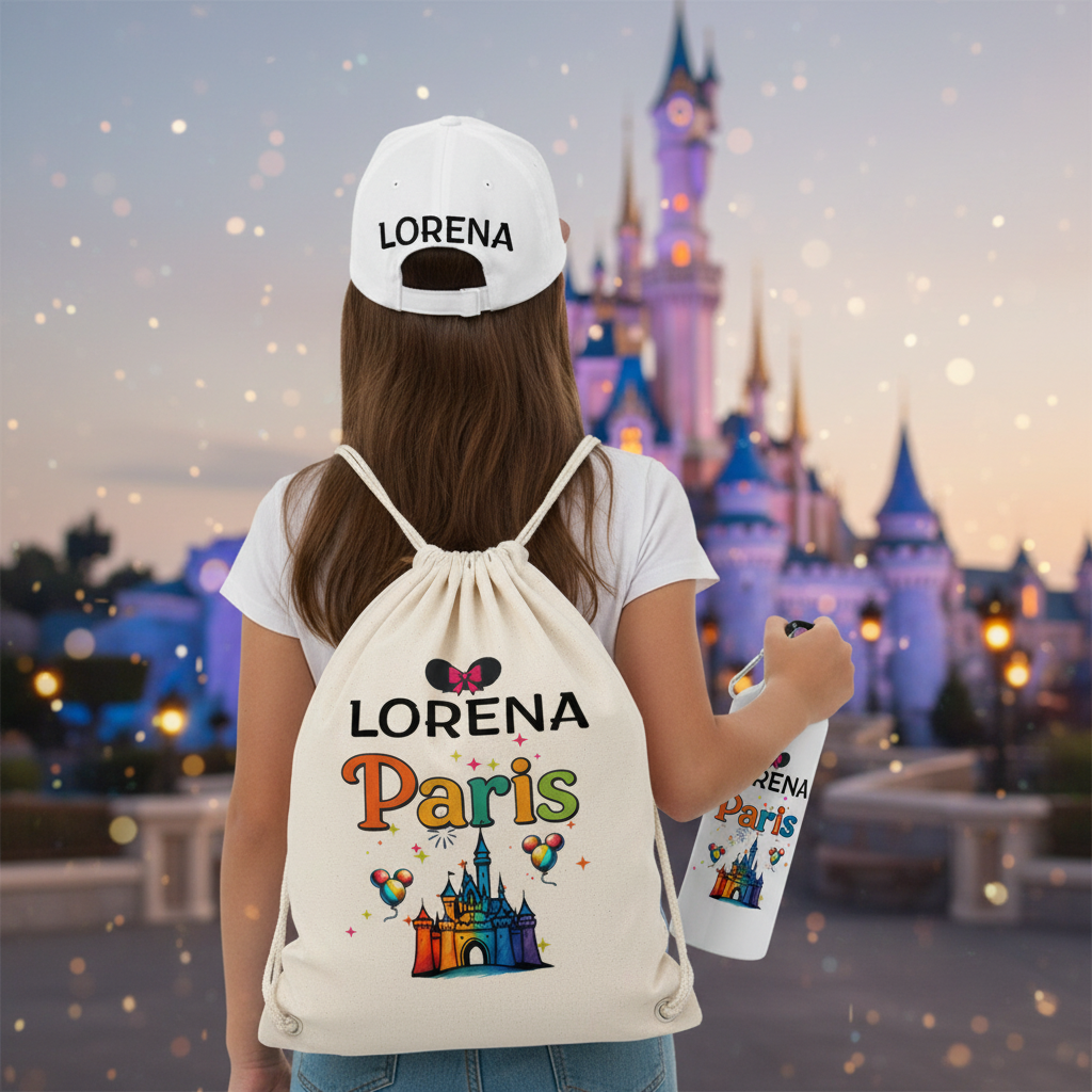 Set mochila, botella y gorra personalizada para niño | Regalo infantil