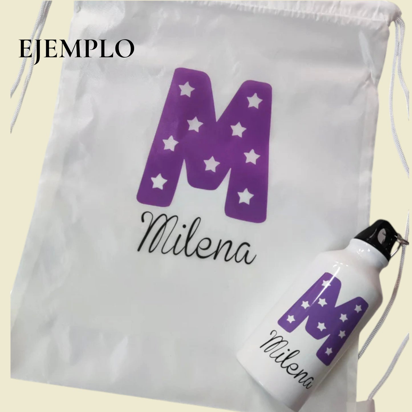 Set Mochila + Bidón 400 ml Personalizados – Tu Personaje o Inicial