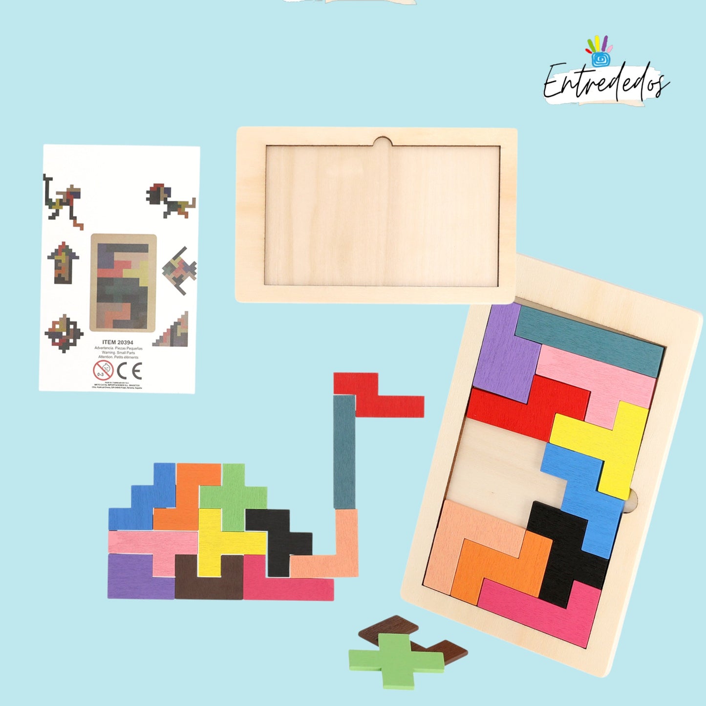 Lote infantil personalizado con mochila, juego de madera y botella