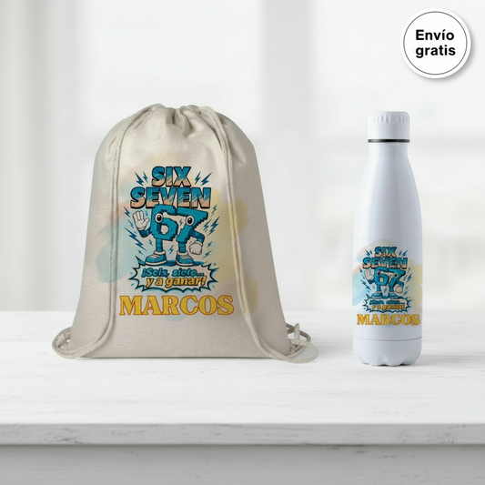 Pack Regalo Personalizado Six Seven (67) | Mochila ,Taza y Botella