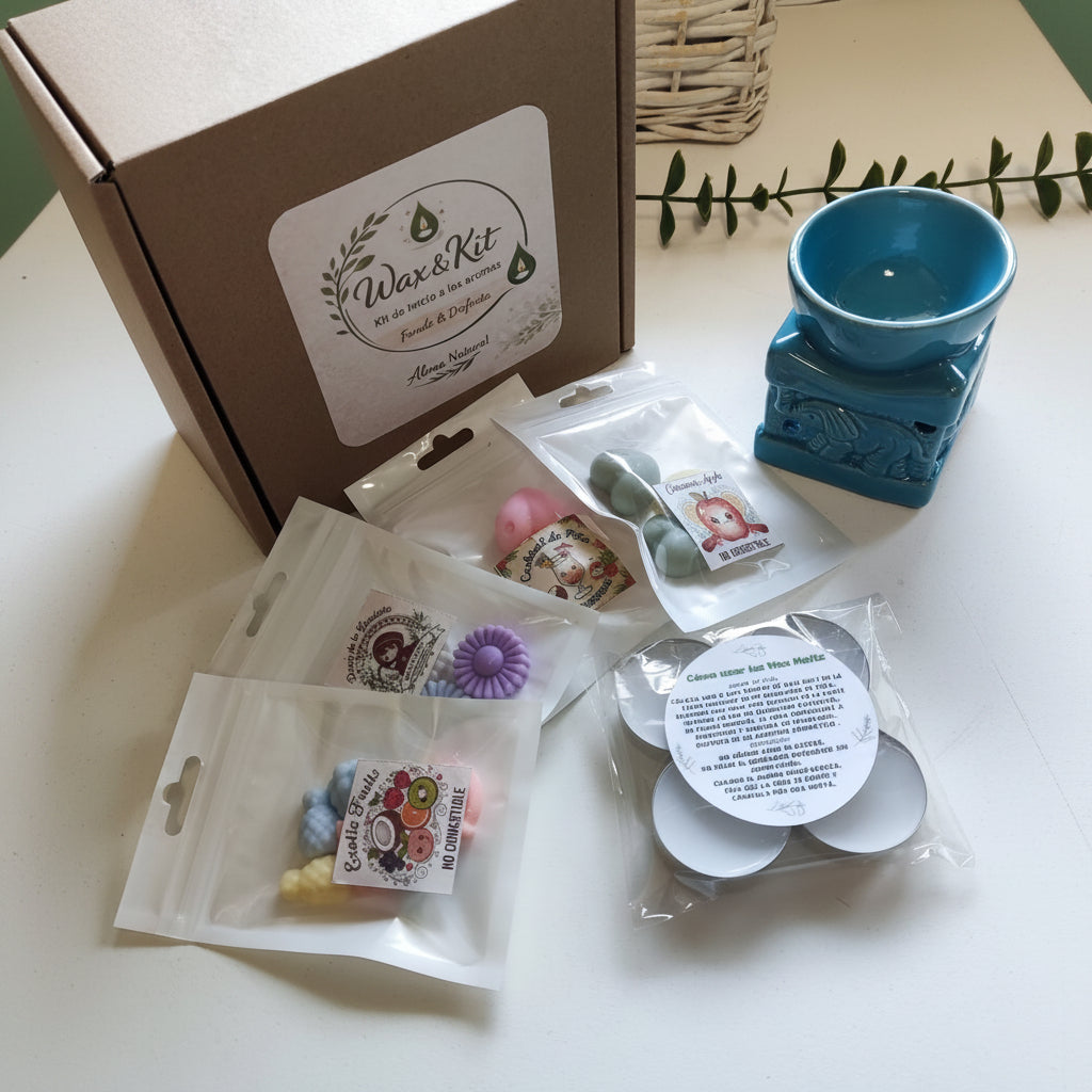 Caja degustación de wax melts KIT MAGIC con quemador