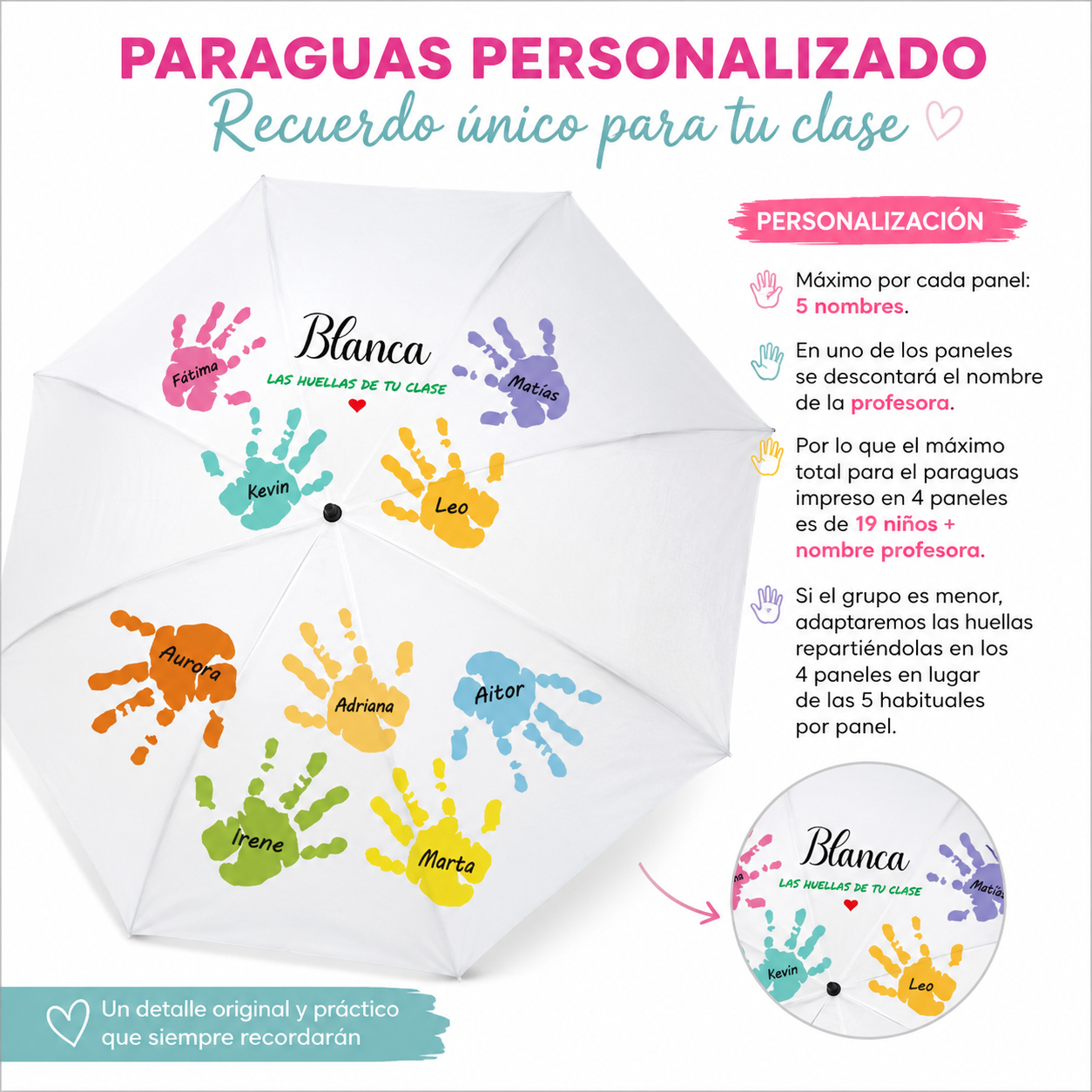 Paraguas Personalizado para Profesores “Las Huellas de la Clase”