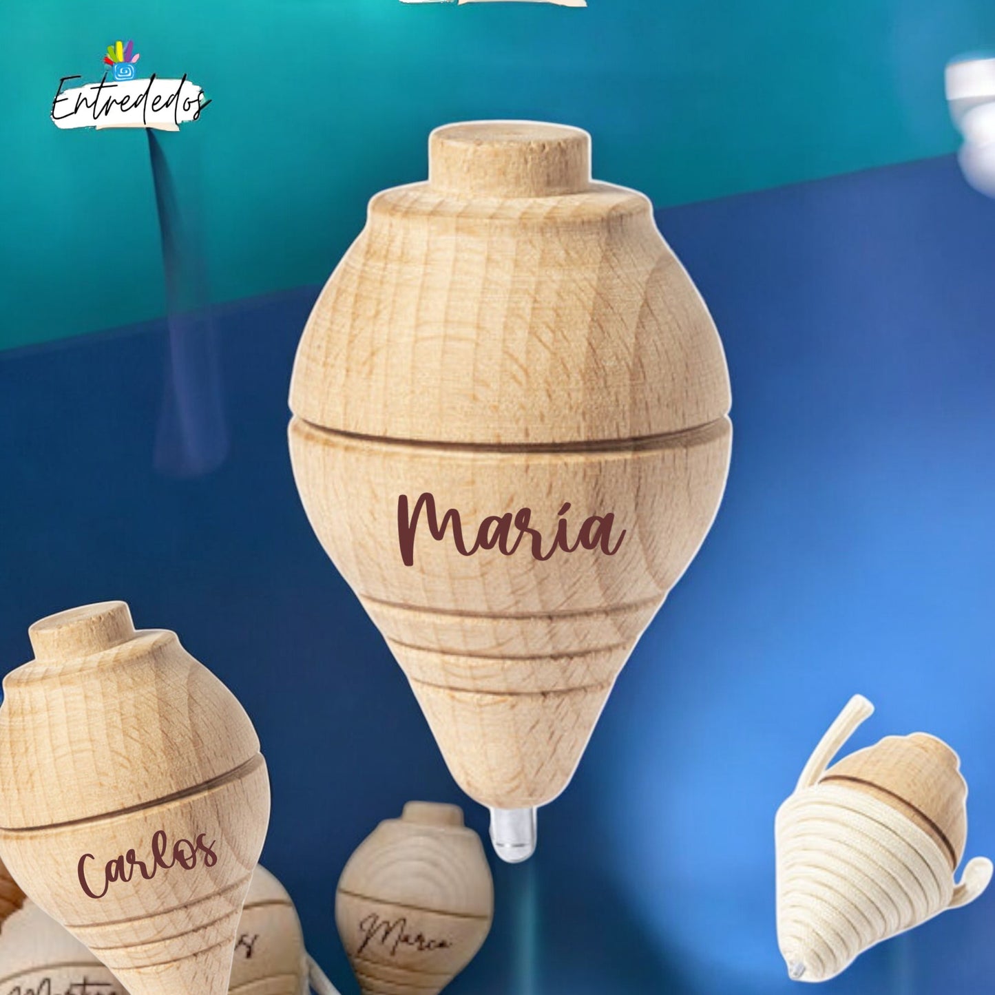 Peonza de Madera Personalizada con Nombre