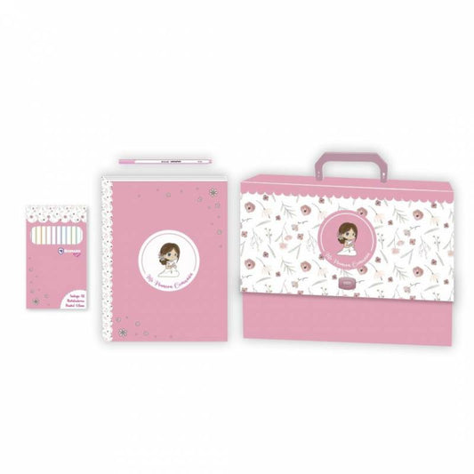 Set maletín libro 1ª Comunión niña con rotuladores