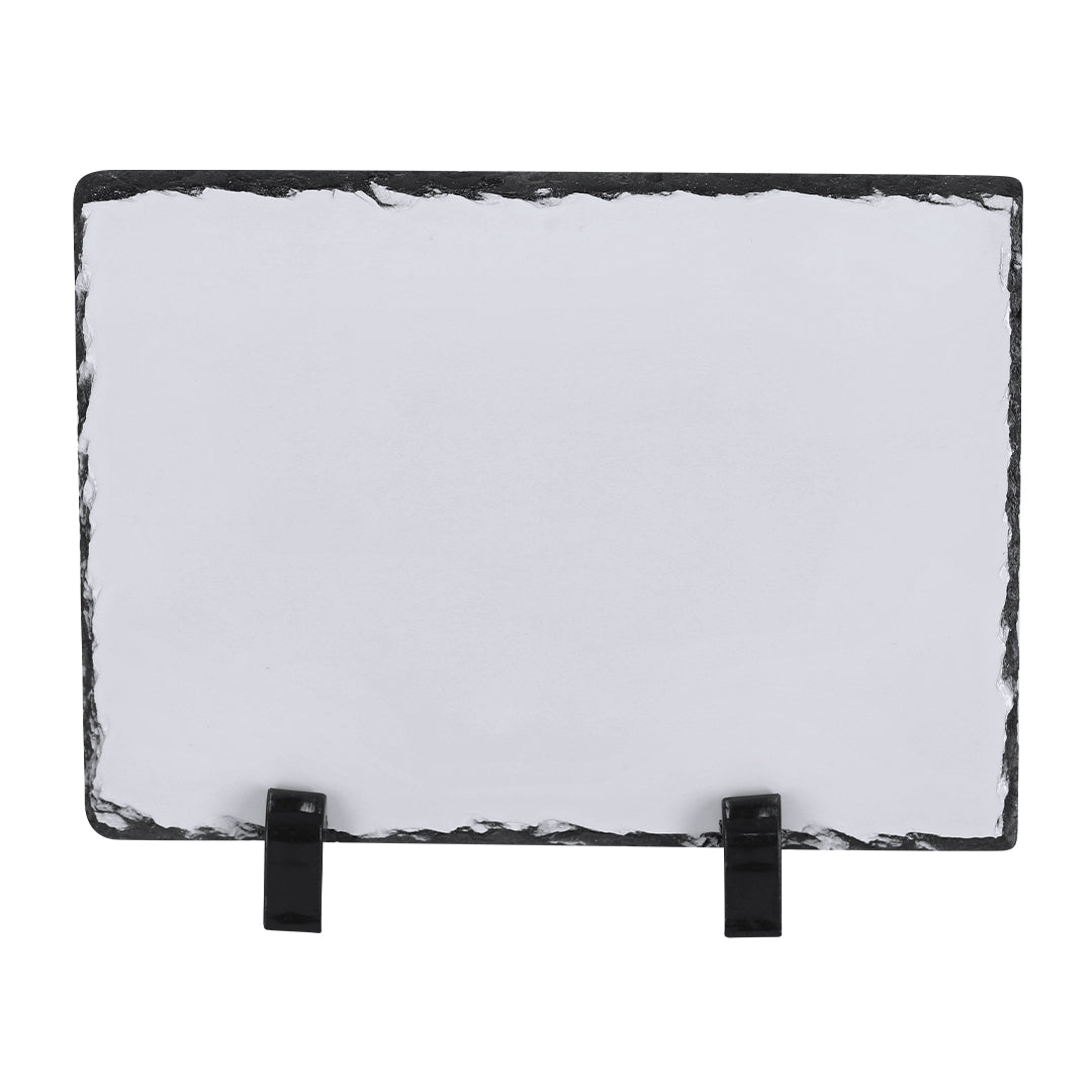 Placa de piedra personalizada con imagen y texto grabado en pizarra