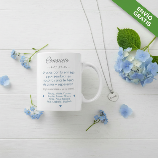 Set Taza y colgante Personalizada para Catequista | Nombres Alumnos