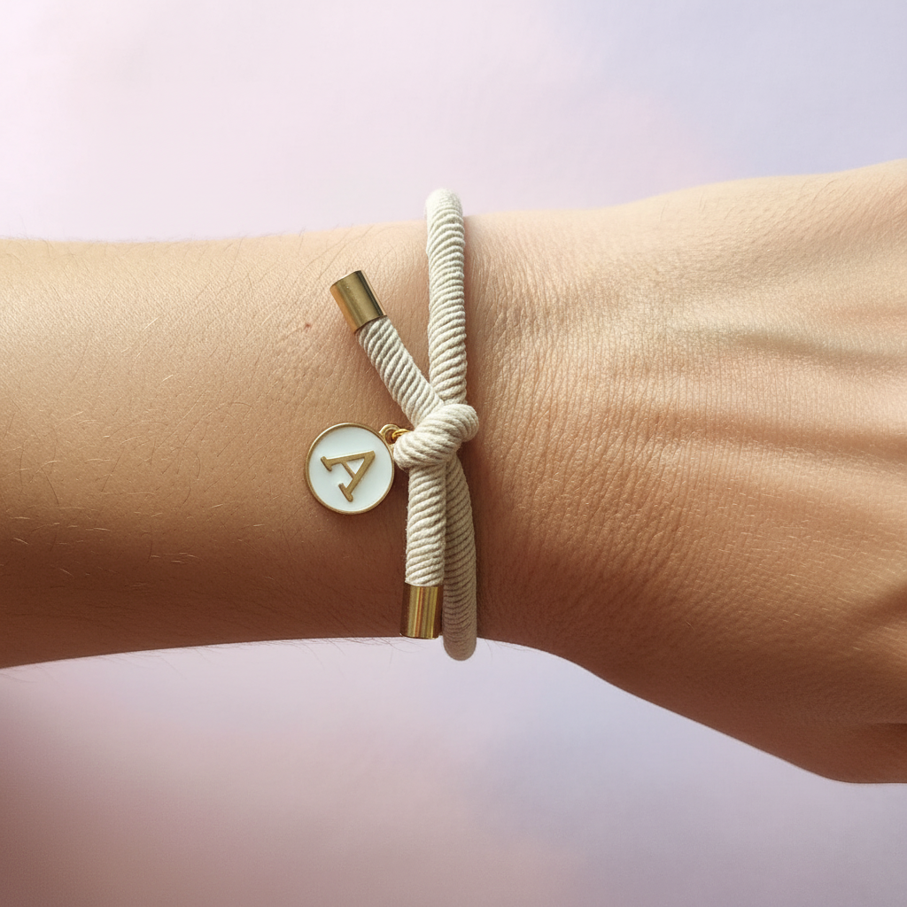 Pulsera Elástica de Colores con Inicial Personalizada