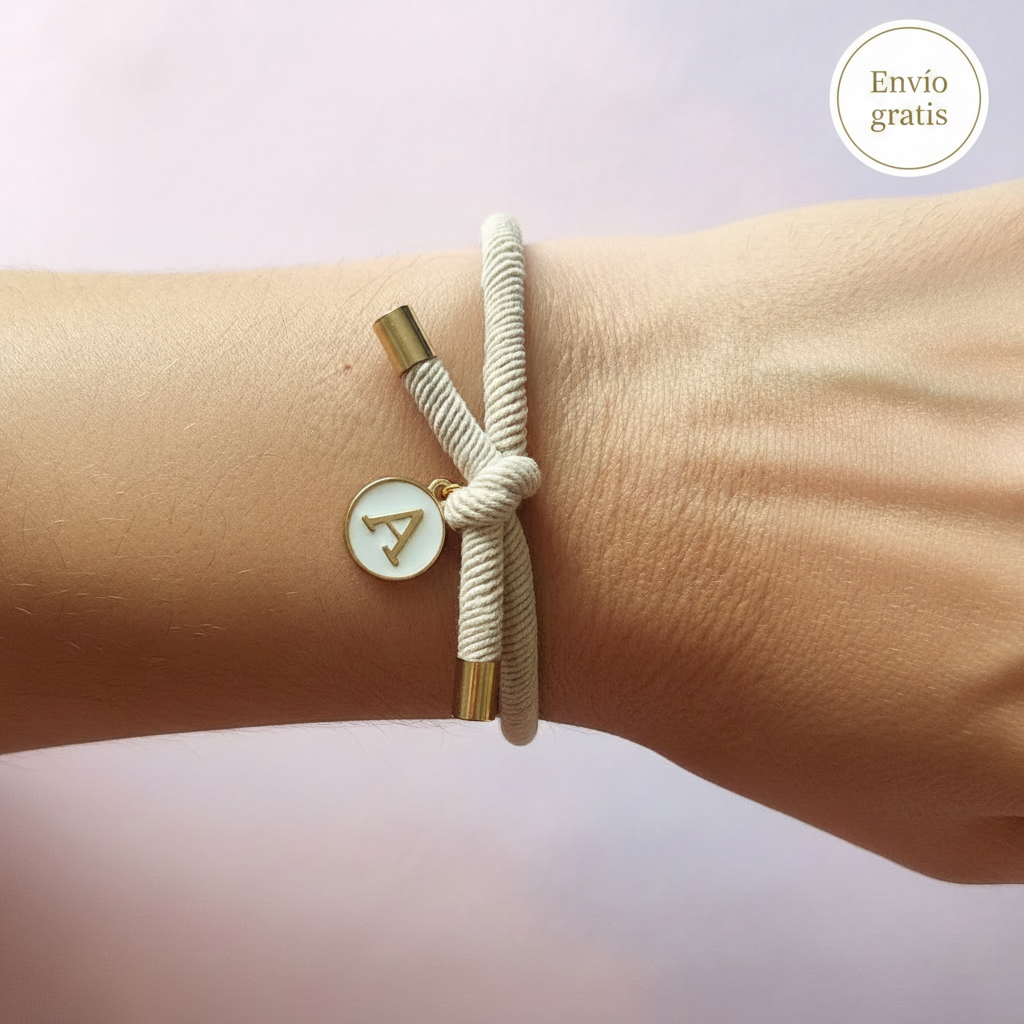 Pulsera Elástica de Colores con Inicial Personalizada