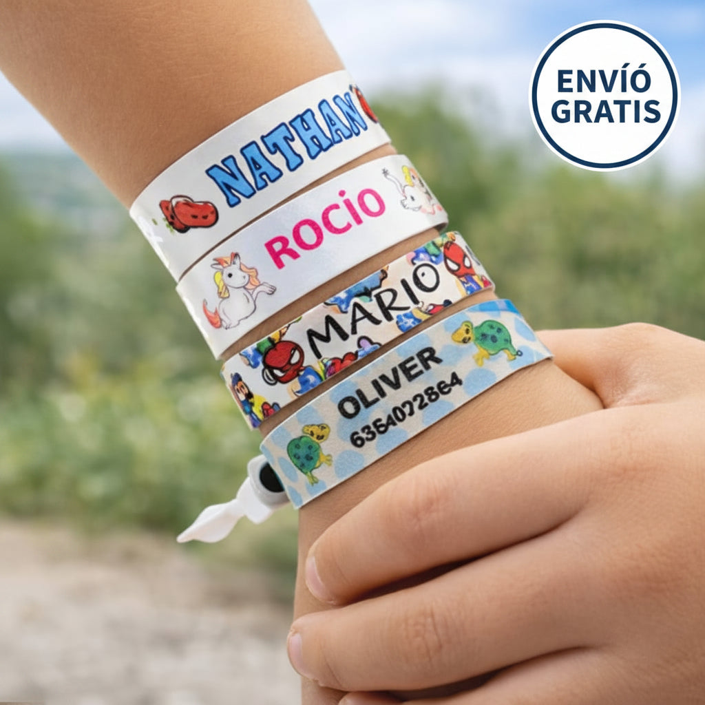 Pulseras identificativas personalizadas para niños: ¡elige tu pack!
