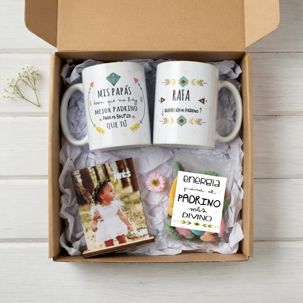 Caja regalo “¿Quieres ser mi padrino?” personalizada