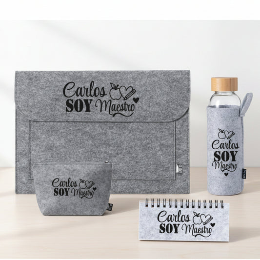 Set completo de regalo profesor fieltro – Personalizado con nombre