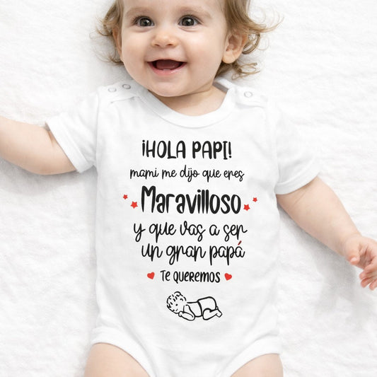 Body personalizado de bebé – Anuncio sorpresa “Hola Papi o Papá”