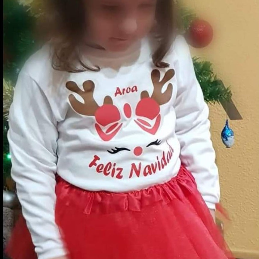 Camiseta manga larga navideña para niños