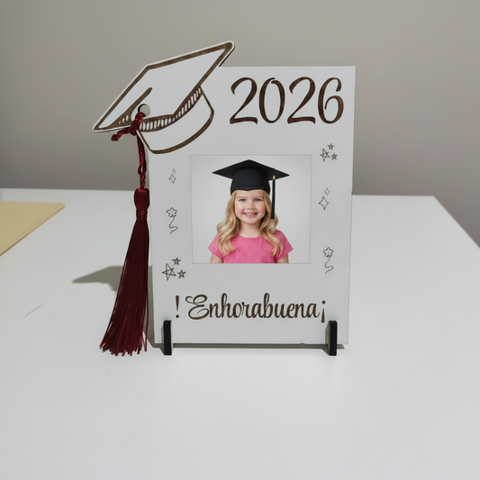 Marco lamina madera con foto para graduación