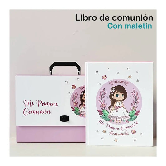 Libro de firmas y fotos Comunión niña con maletín