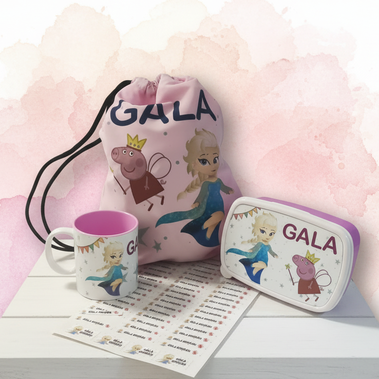 Set personalizado para guardería | Mochila, taza, fiambrera y etiquetas