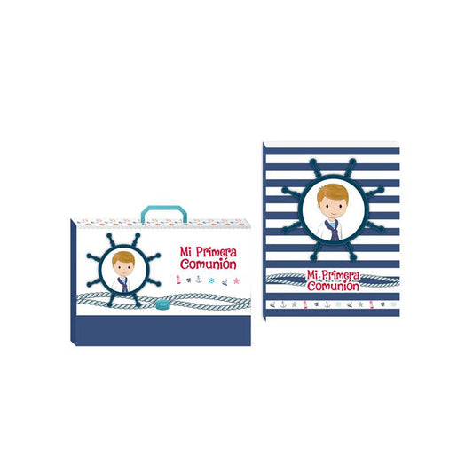 Maletín con libro de firmas Mi Primera Comunión niño