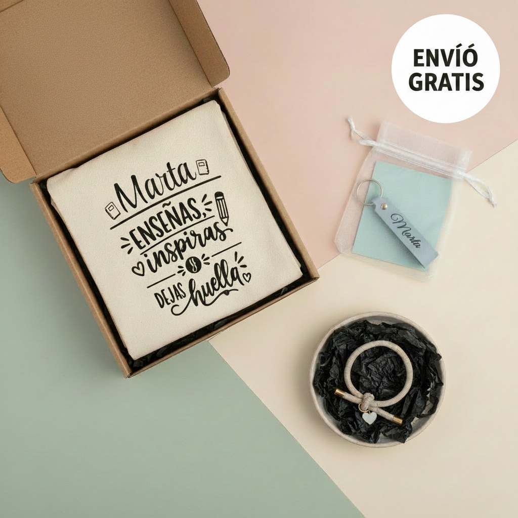 Regalo para profesora Personalizado: Bolsa Tote Bag y Pulsera