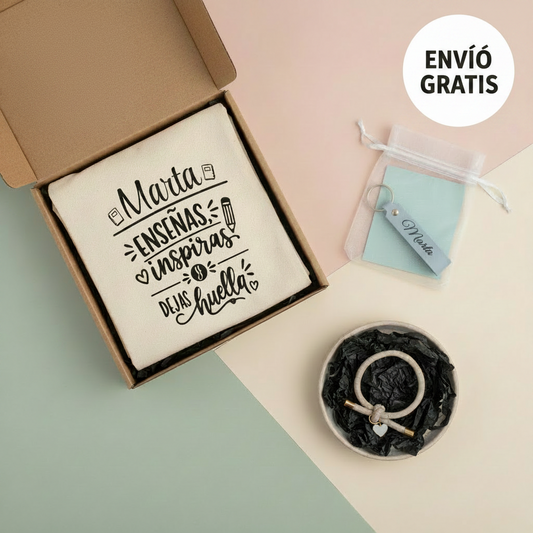 Regalo para profesora Personalizado: Bolsa Tote Bag y Pulsera