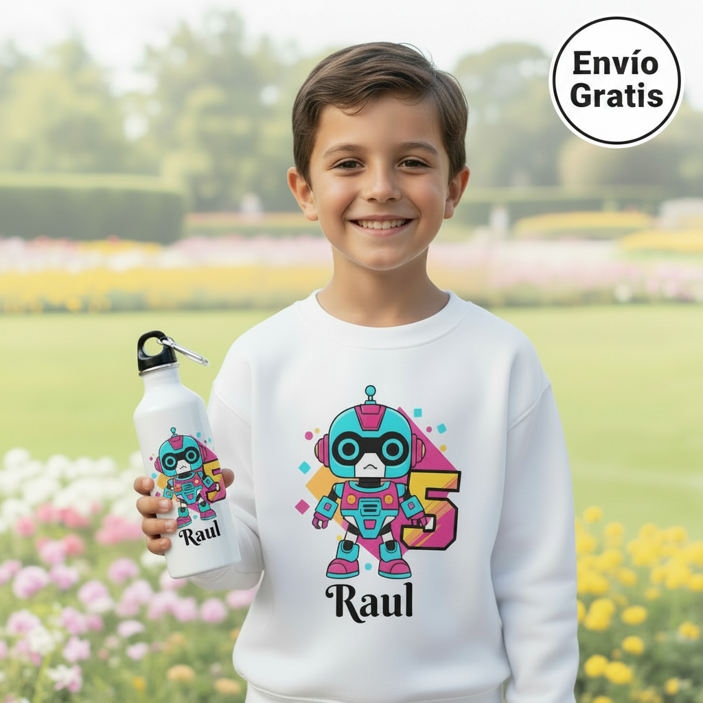 Set de Sudadera personalizada para niños y botella