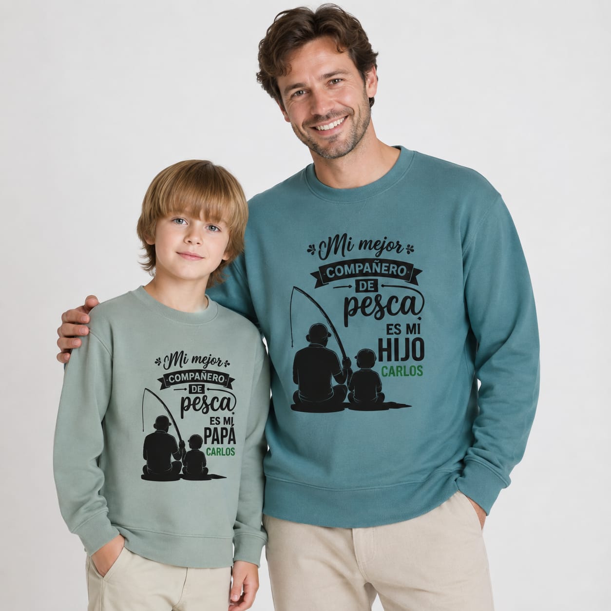 Sudaderas a juego padre e hijo amantes de la pesca