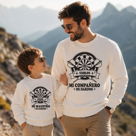 Sudadera Personalizada Padre e Hijo de jugador de Dardos