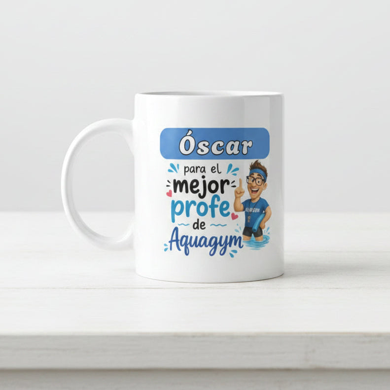 Regalo -Taza Personalizada con Nombre profesor Aquagym