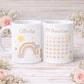 Taza infantil de bautizo con arcoíris en tonos pastel