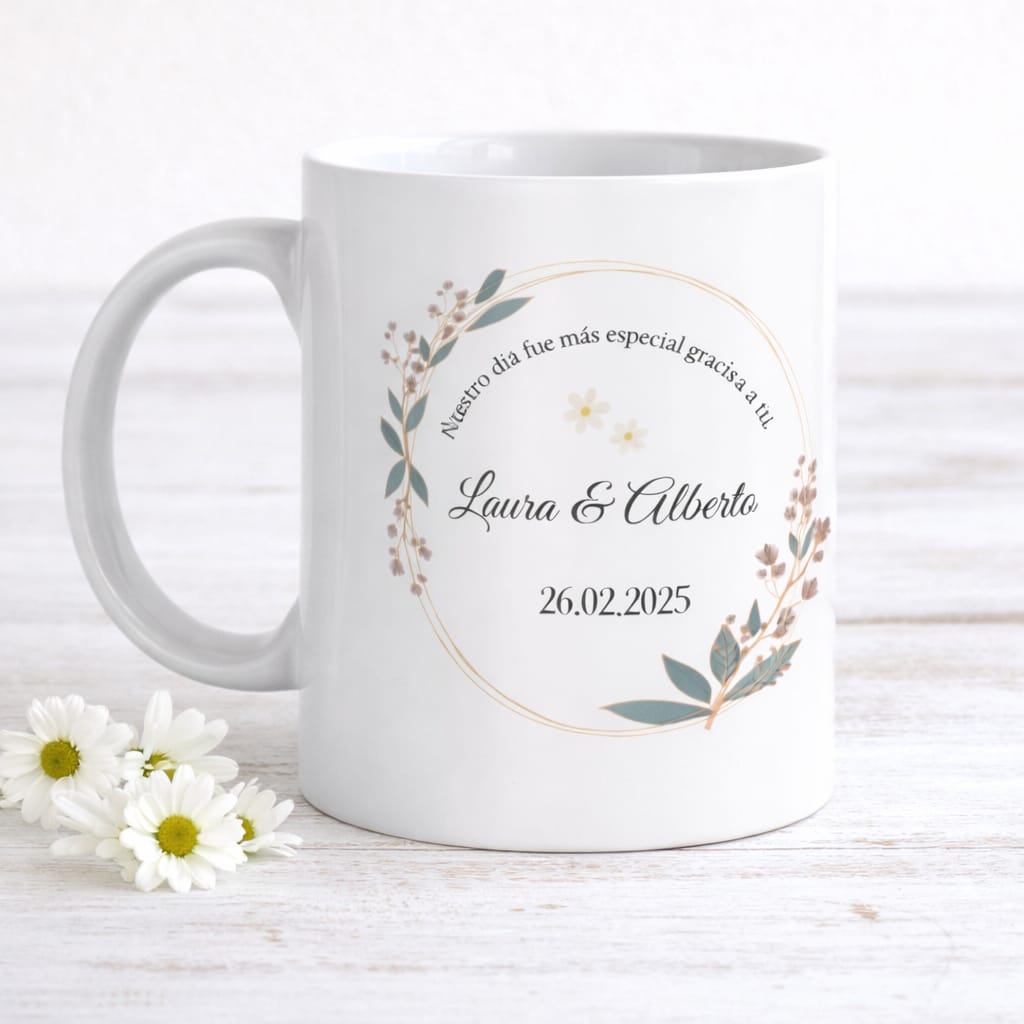 Taza Personalizada Recuerdo de Boda para Invitados