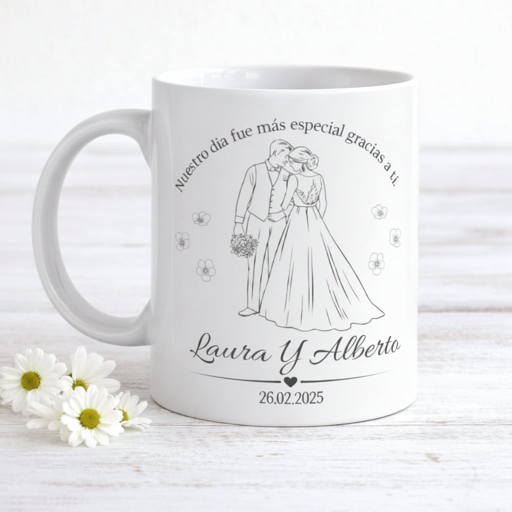 Taza Recuerdo de Boda Personalizada para Invitados