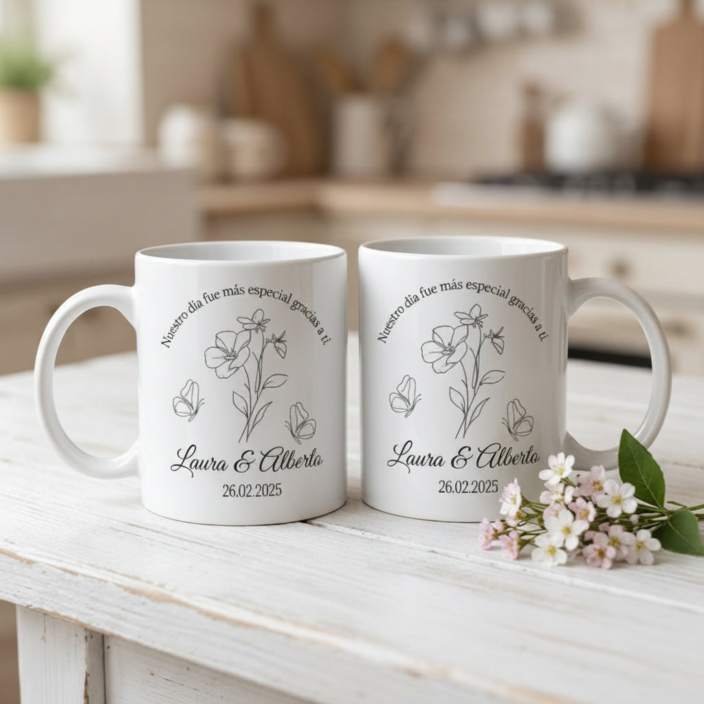 Taza Personalizada para Boda con Nombres y Fecha