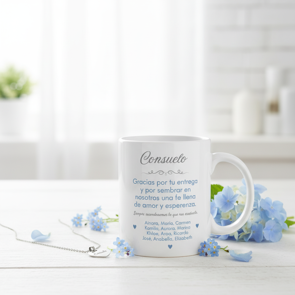 Set Taza y colgante Personalizada para Catequista | Nombres Alumnos