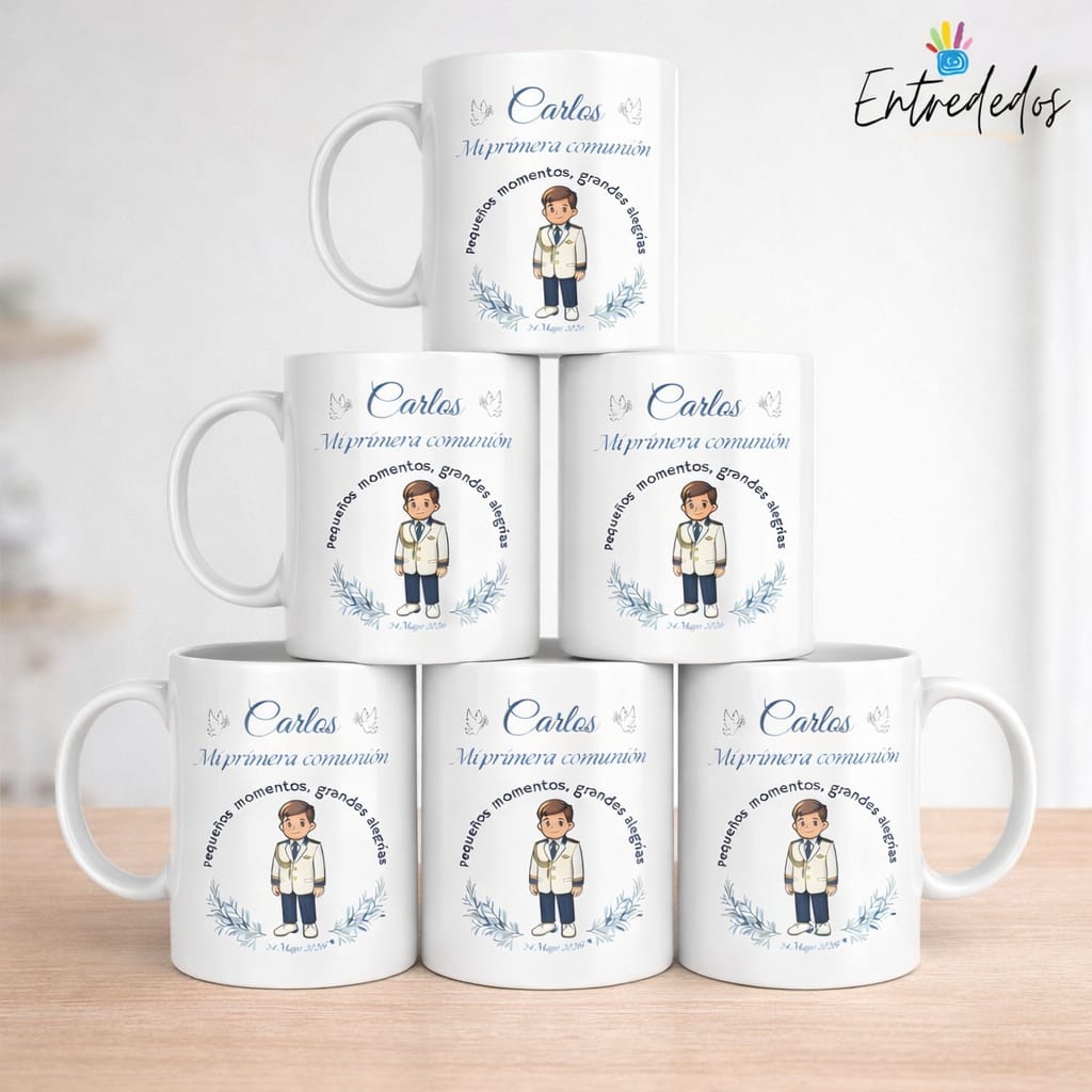 Tazas de Comunión Personalizada:  Niño de Almirante