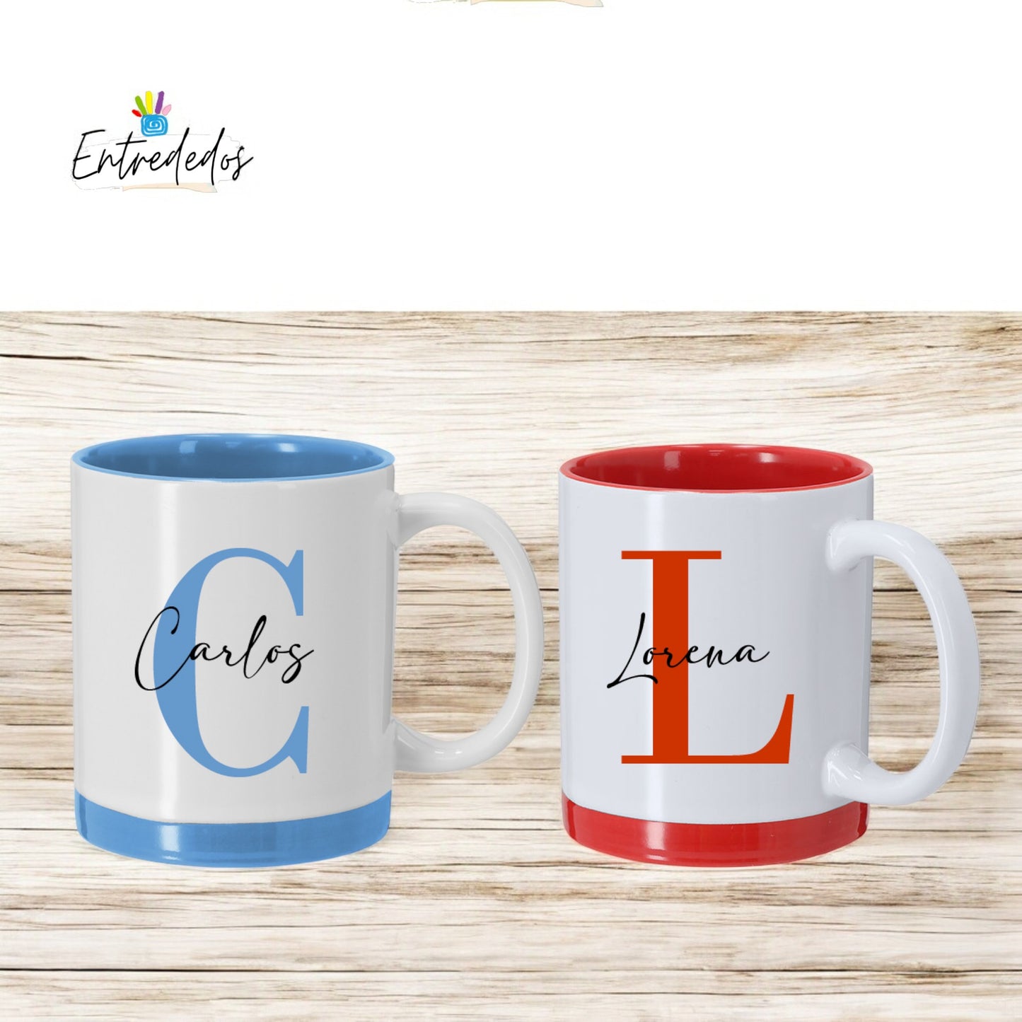 Taza Personalizada de Dos Colores – Azul o Roja