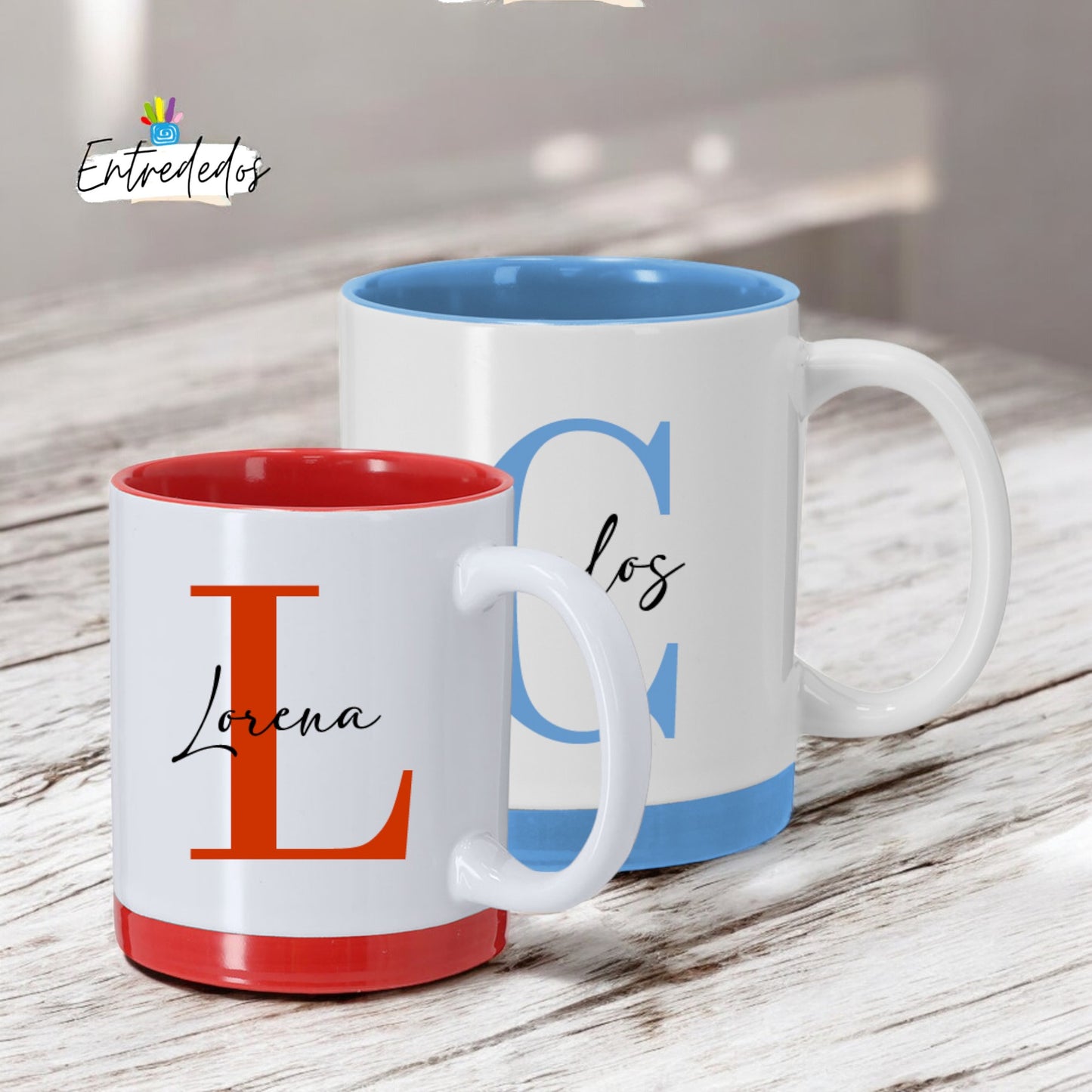Taza Personalizada de Dos Colores – Azul o Roja