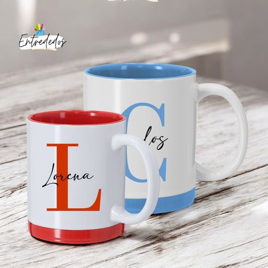 Taza Personalizada de Dos Colores – Azul o Roja