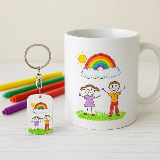 Set de taza y llavero blanco – Un regalo original y personalizado