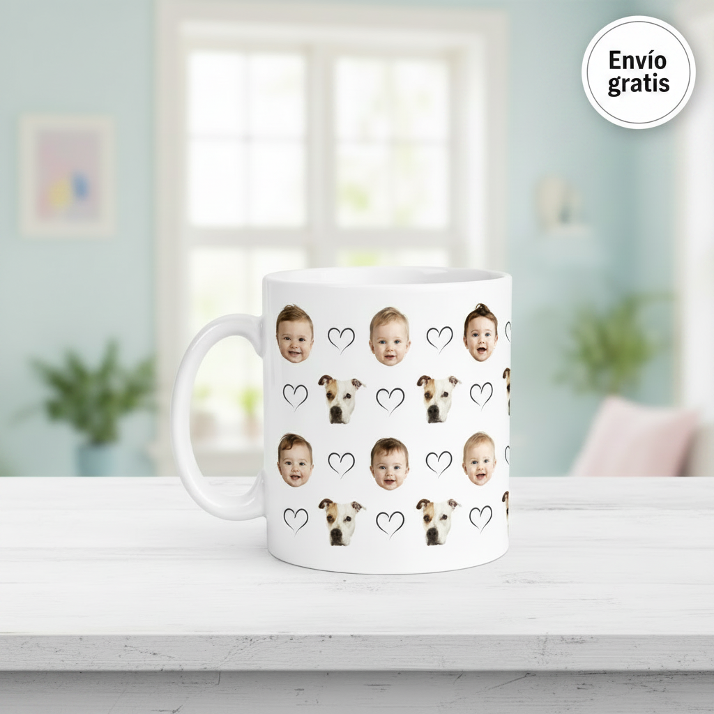 Taza Personalizada con Foto de Bebé y Mascota