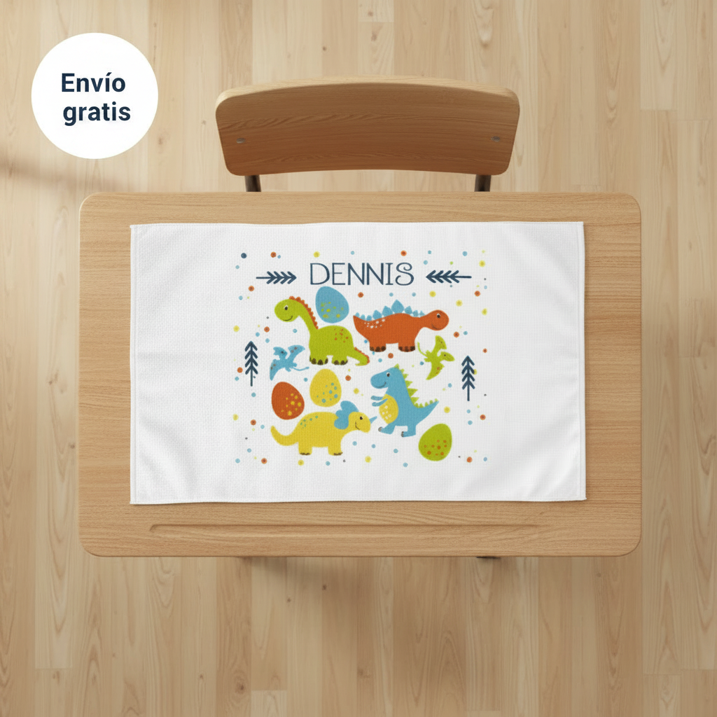 Toalla de Lavabo para el Colegio personalizada - Dinos