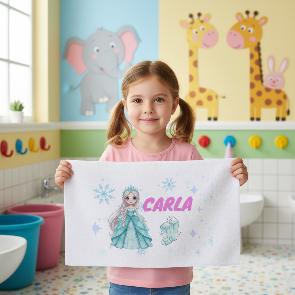 Toalla de Lavabo para el Colegio personalizada - Princesa de Hielo