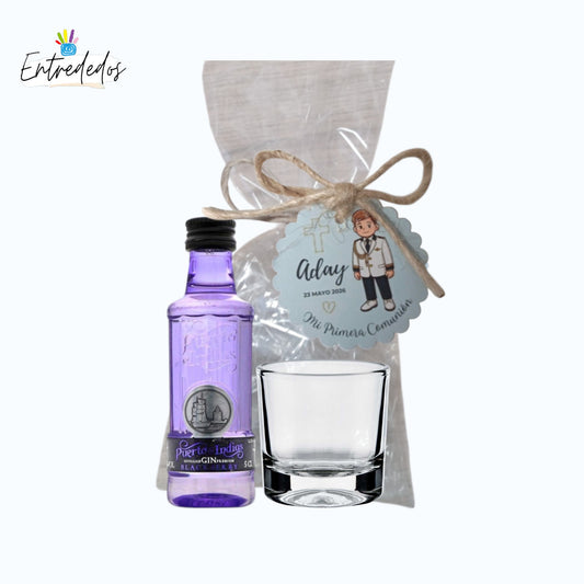 Pack Mini Botella Ginebra + Vaso de Chupito con Presentación