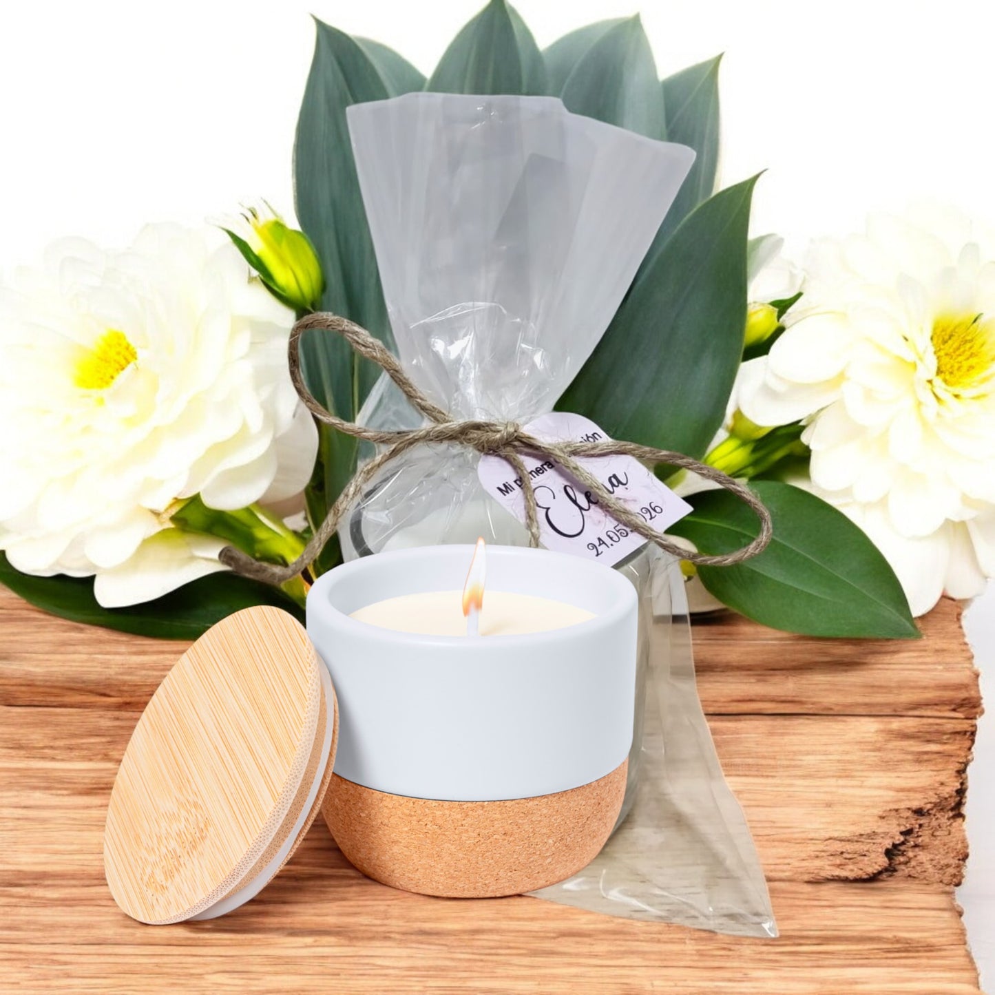 Vela de Cerámica con Perfume de Lino y Tapadera de Bambú