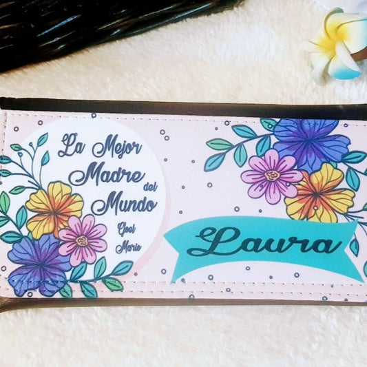 Cartera de polipiel de mujer con diseño de flores y dibujos