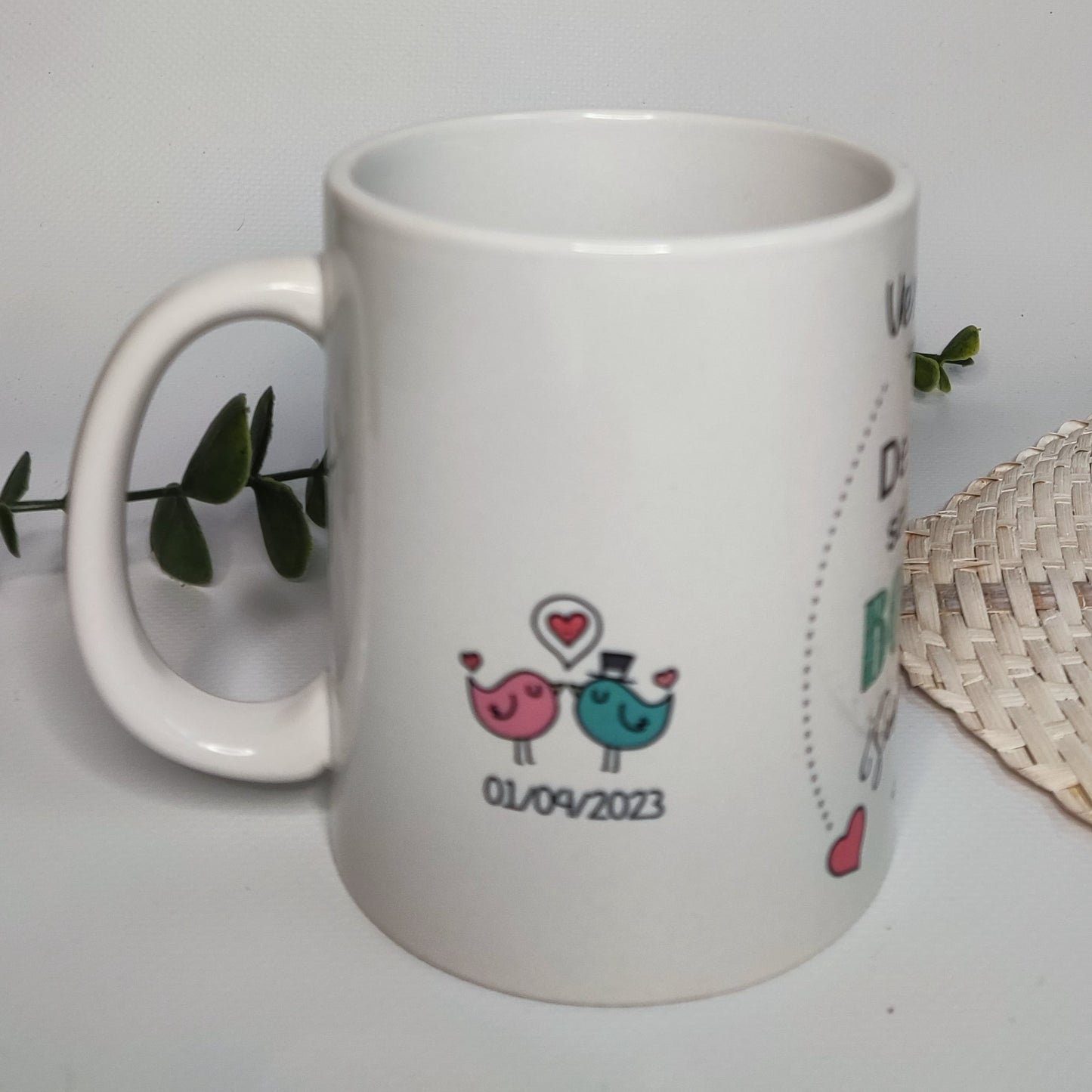 Taza personalizada para los siguientes con diseño pajaritos