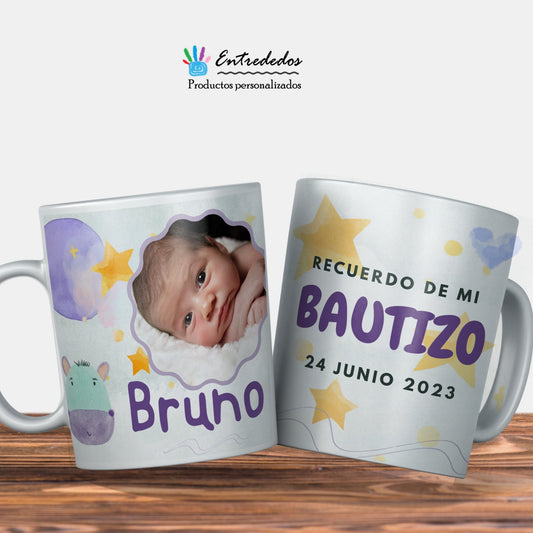 Taza bautizo o baby shower Bruno