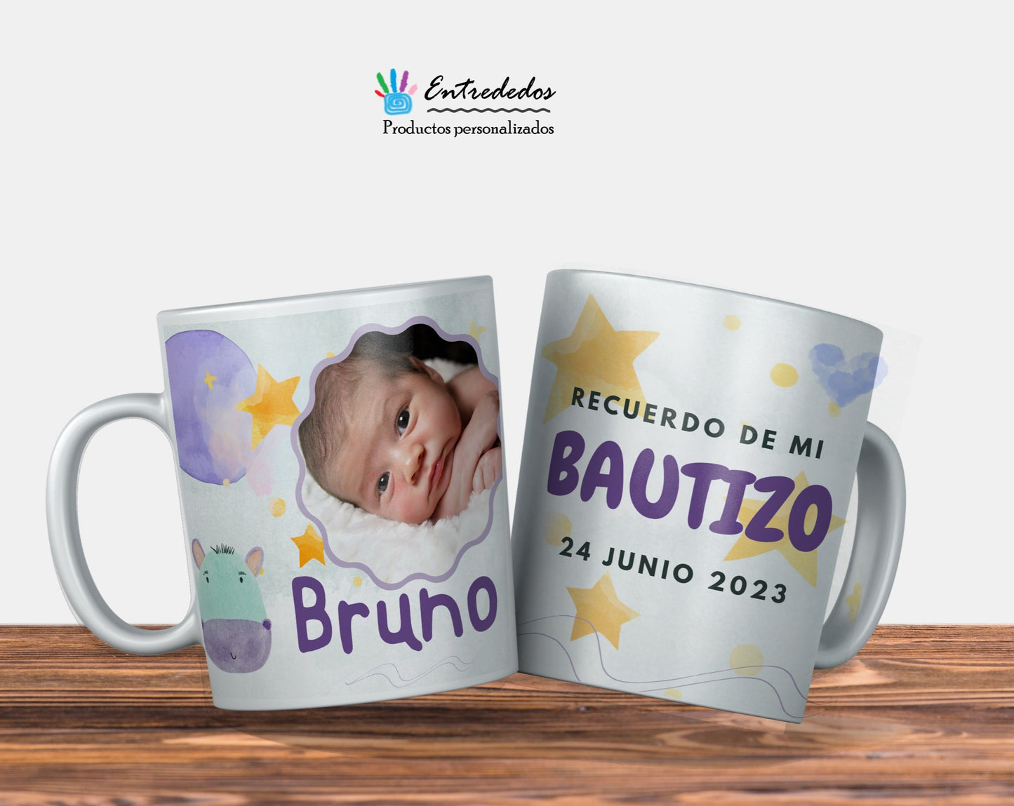 Taza bautizo o baby shower Bruno