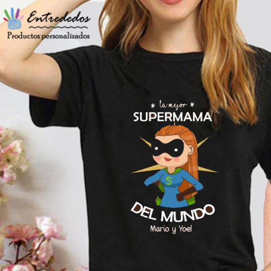 Camiseta la mejor supermamá personalizada